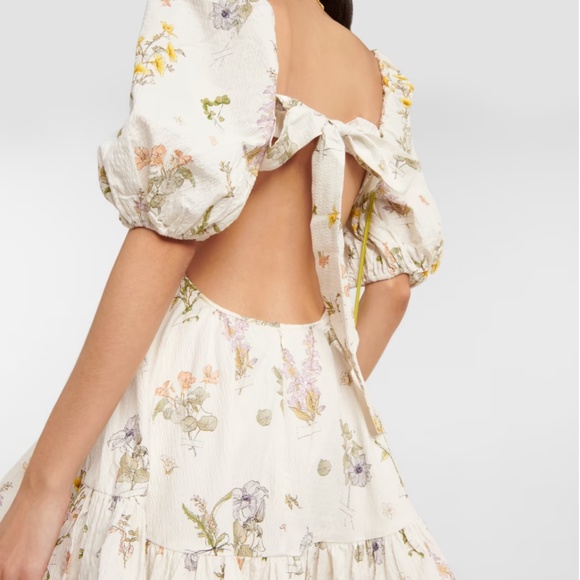 ZIMMERMANN Cutout floral-print cotton-blend seersucker mini dress. Sz 2. Shopbop - Picture 8 of 9